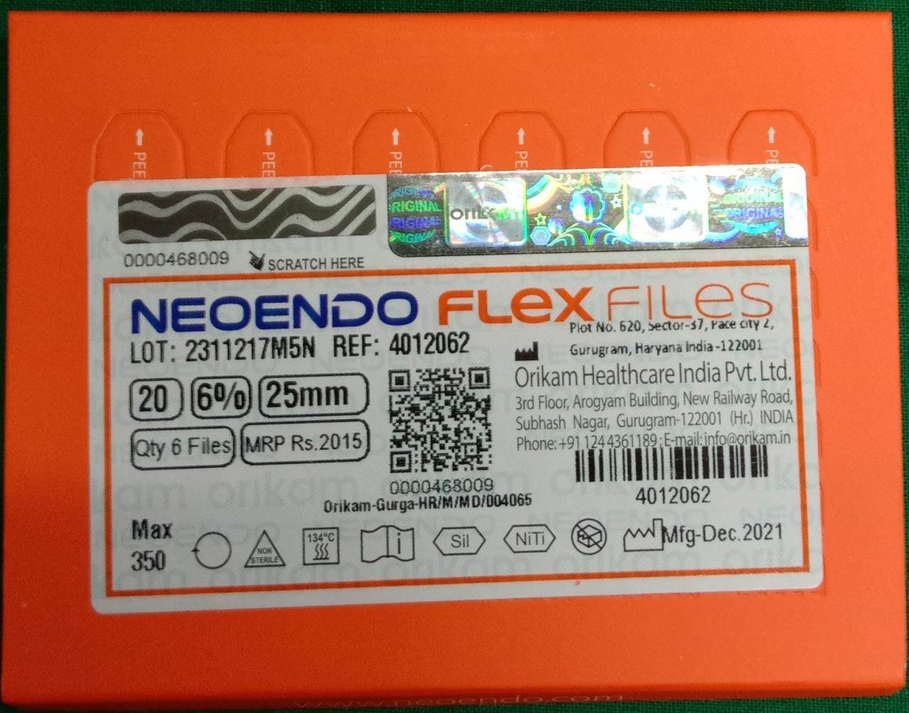 Neoendo Flex Files 20-6-25mm